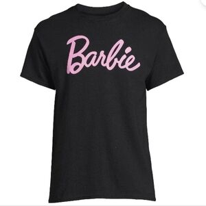Barbie Blk Pink Logo Front Tee Unisex Sz XL
